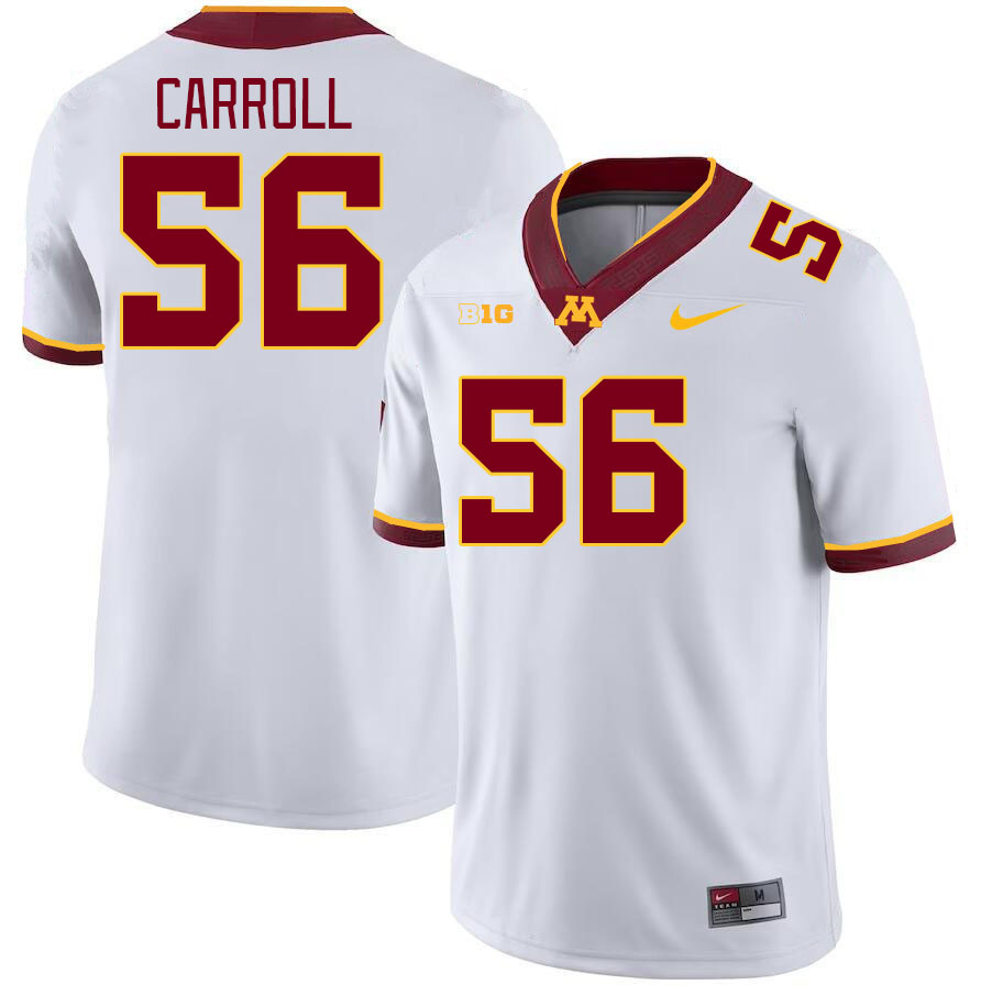 Men #56 Brett Carroll Minnesota Golden Gophers College Football Jerseys Stitched-White